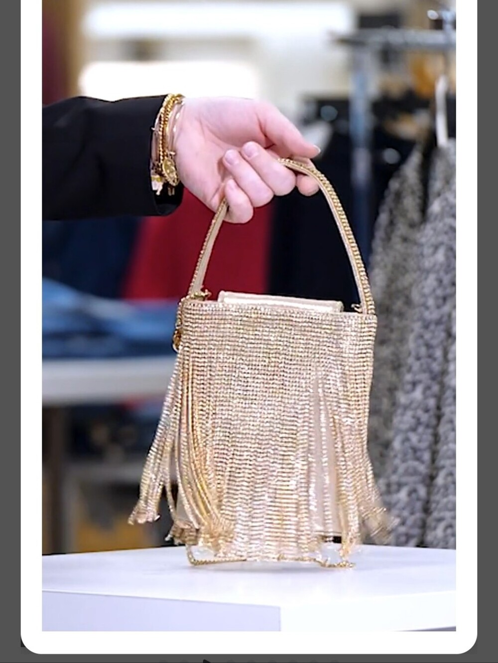 Olga Berg Gold Rhinestone Fringe Crossbody Bag Nwot Retsil $129